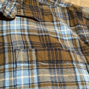 New Eddie Bauer Mens Bristol Flannel Shirt Blue Deep Denim Plaid Relaxed Fit XL